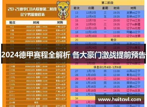 2024德甲赛程全解析 各大豪门激战提前预告